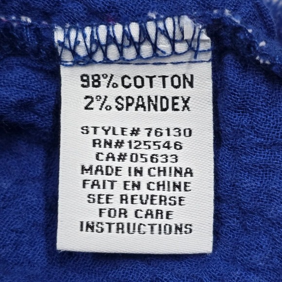 Habitat Womens Top Small Blue Button Up Plaid Long Sleeve Gauzy Lagenlook - Picture 7 of 13